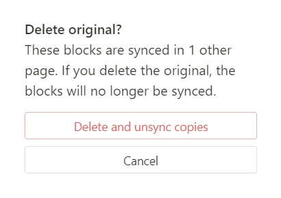Option de dissociation Unsync d un bloc synchronise dans Notion