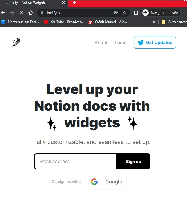 Integration d un widget Indify dans une page Notion via embed