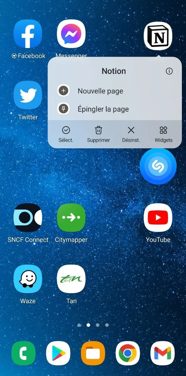 Widget Notion sur l ecran d accueil Android