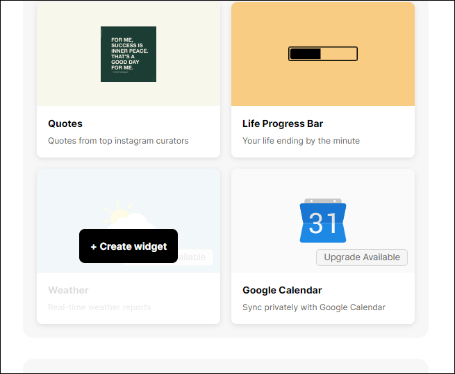 Les Widgets dans Notion