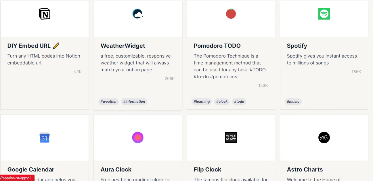 Widgets de personnalisation Notion citations et musique