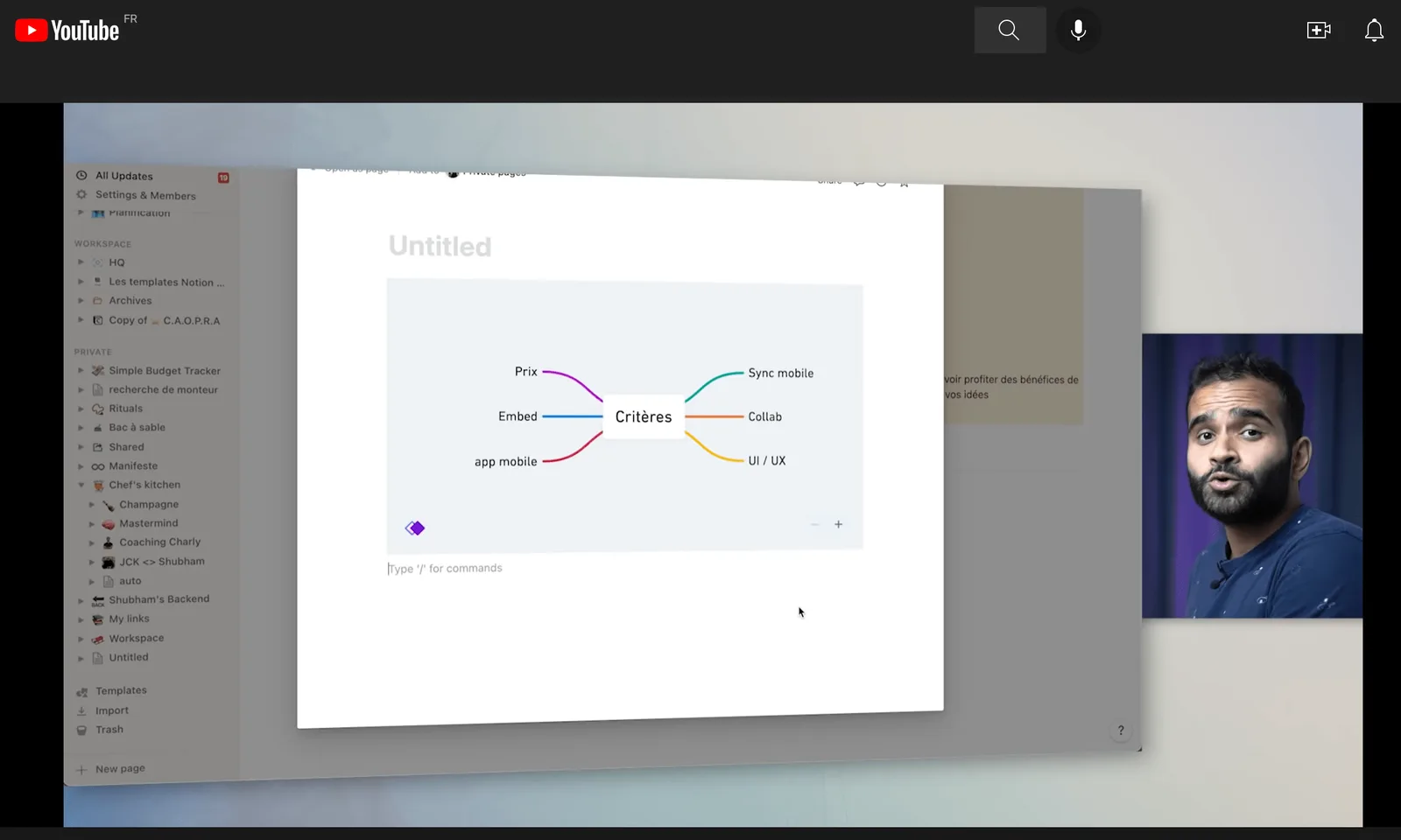 Mindmap Whimsical affiche directement dans une page Notion
