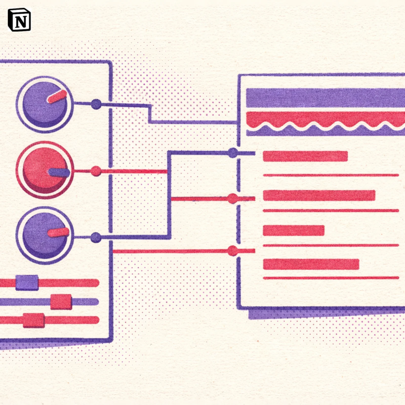 Panneau de controle avec curseurs et leviers connectes a un apercu de formulaire - reglages de personnalisation visuelle